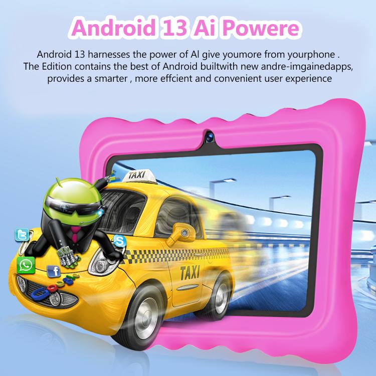 BDF T7 Tablet PC Infantil WiFi de 7 polegadas com Capa de Silicone, 2GB+32GB, Android 8.1 MTK6735 Quad Core CPU, Ficha EUA, 4GB+64GB