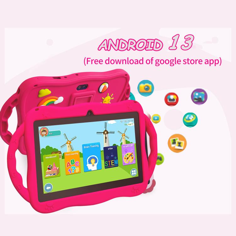 Tablet PC Infantil BDF WiFi 7 polegadas com Capa de Silicone Girafa, 2GB+32GB, Android 8.1 MTK6735 CPU Quad Core, Plugue EUA, 4GB+64GB