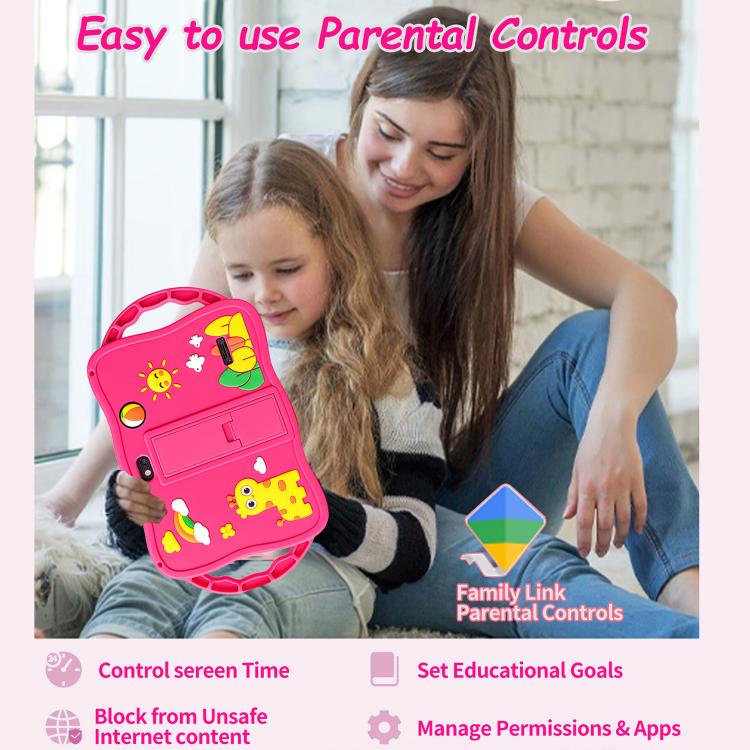 Tablet PC Infantil BDF WiFi 7 polegadas com Capa de Silicone Girafa, 2GB+32GB, Android 8.1 MTK6735 CPU Quad Core, Plugue EUA, 4GB+64GB