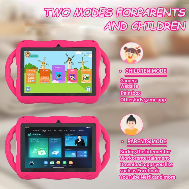 Tablet PC Infantil BDF WiFi 7 polegadas com Capa de Silicone Girafa, 2GB+32GB, Android 8.1 MTK6735 CPU Quad Core, Plugue EUA, 4GB+64GB