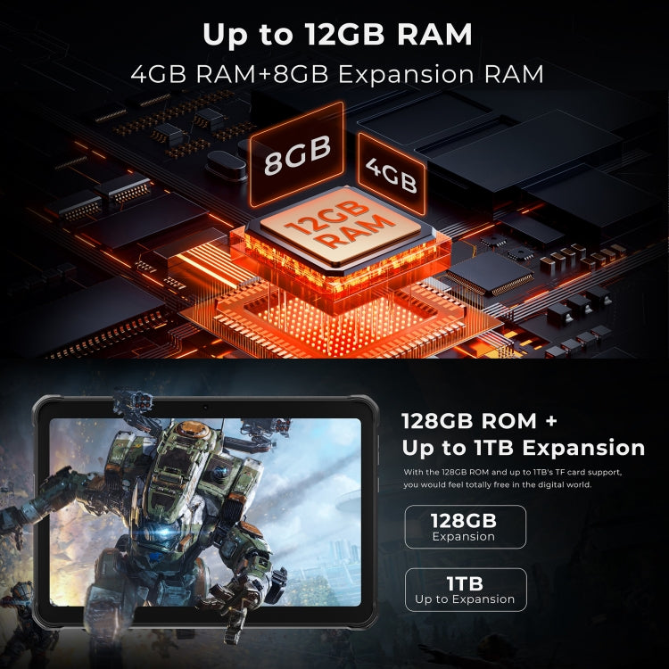 Tablet Robusto HOTWAV Tab R8 IP68/IP69K, 4GB+128GB, 10,1 polegadas Android 14 Unisoc T606 Octa Core Rede 4G, Versão Global com Google Play, Plugue UE, Tab R8