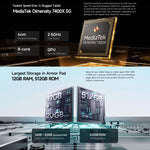 Tablet PC Robusto Ulefone Armor Pad 5 Pro, 12GB+512GB, 11 polegadas Android 15 MediaTek Dimensity 7400X Octa Core 5G, Plugue UE, Armor Pad 5 Pro