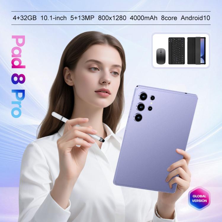 Conjunto Combo Tablet PC Pad 9 Pro 10,1 polegadas 4G LTE, 4GB+32GB, Android 10 MT6755 Octa Core, com Teclado / Rato / Capa de Pele, Ficha EUA, Ficha EUA