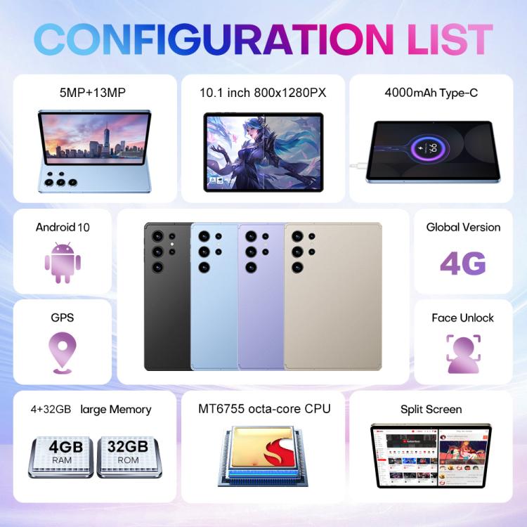 Conjunto Combo Tablet PC Pad 9 Pro 10,1 polegadas 4G LTE, 4GB+32GB, Android 10 MT6755 Octa Core, com Teclado / Rato / Capa de Pele, Ficha EUA, Ficha EUA
