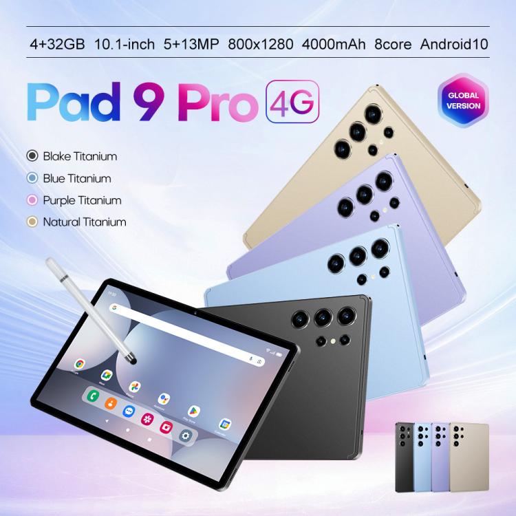 Conjunto Combo Tablet PC Pad 9 Pro 10,1 polegadas 4G LTE, 4GB+32GB, Android 10 MT6755 Octa Core, com Teclado / Rato / Capa de Pele, Ficha UE, Ficha UE