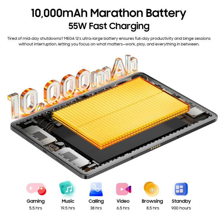 Blackview MEGA 12 Tablet PC, 12GB+256GB, 12,2 polegadas Android 16 MediaTek Dimensity 7200 Octa Core, Rede: 5G, Versão Global com Google Play
