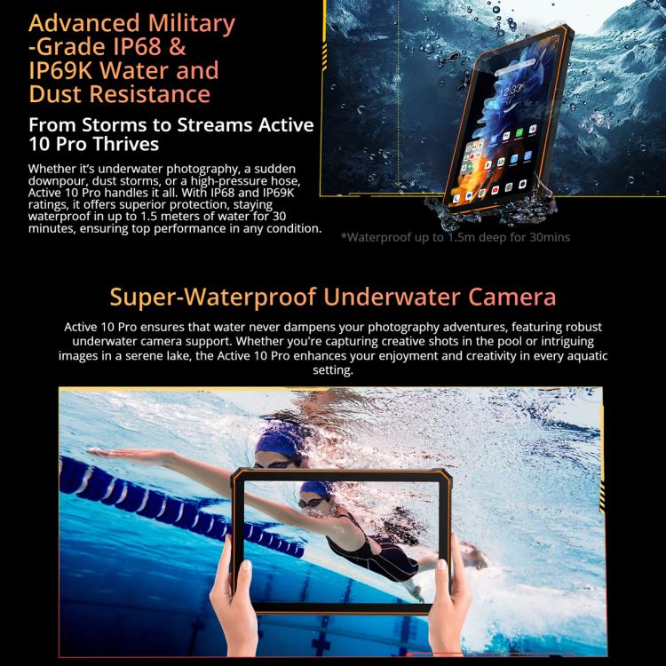 Blackview Active 10 Pro 5G Tablet Robusto, 12GB+512GB, 10,95 polegadas Android 14 Dimensity 7300 Octa Core, Versão Global com Google Play, 12GB+512GB
