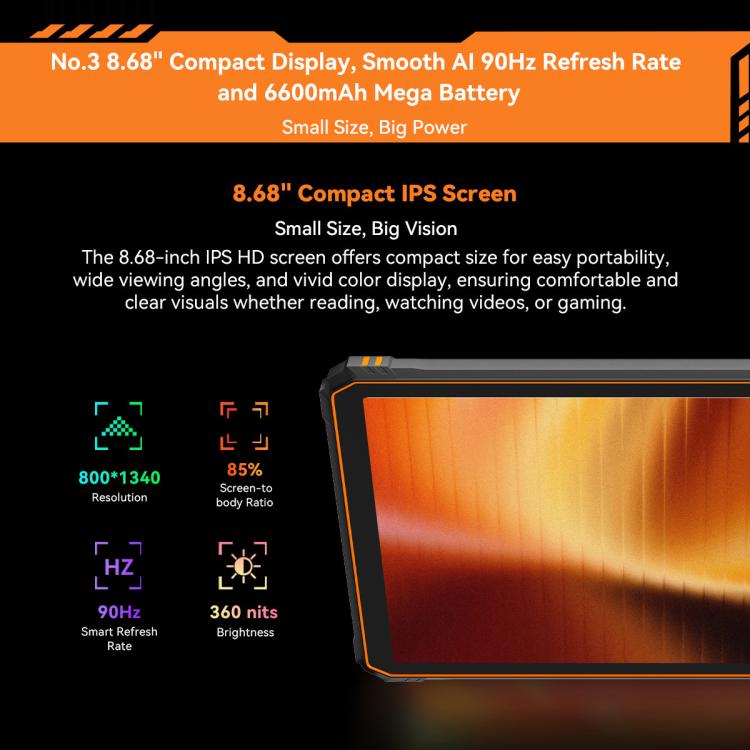 Tablet Robusto Blackview Active 5 4G, 8GB+128GB, 8.68 polegadas Android 14 Unisoc UMS9230E T615 Octa Core, Versão Global com Google Play, Active 5