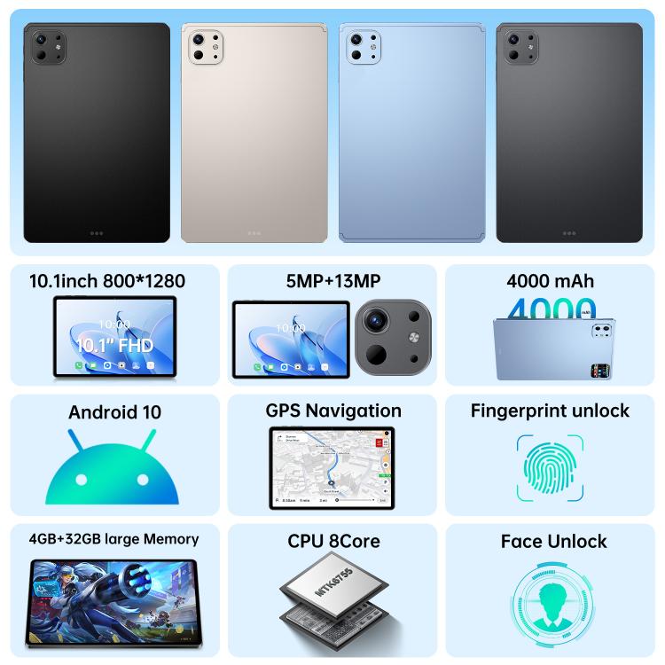 Tablet PC Pro 13 10,1 polegadas 4G LTE, 4GB+32GB, Android 10 MTK6755 Octa Core, Ficha US, Ficha US