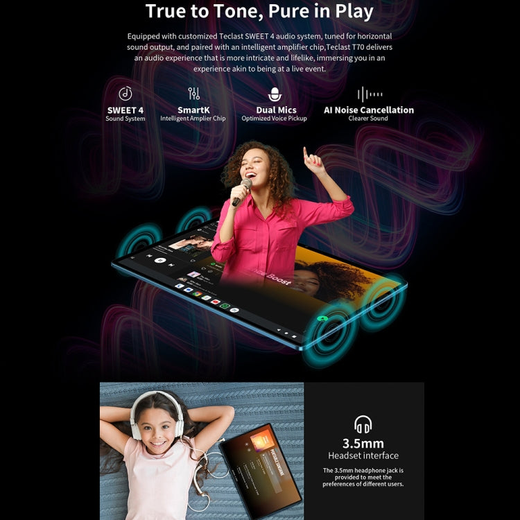Tablet PC Teclast T70 4G LTE, 8GB+256GB, 14 polegadas Android 14 MediaTek Helio G99 Octa Core, Suporte para Dual SIM, T70