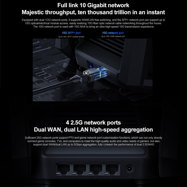 Router WiFi Original Xiaomi 10 Gigabit Tri-Band Wireless Mesh Network Repetidor de Aceleração de Jogos, Plugue US, 10 Gigabit