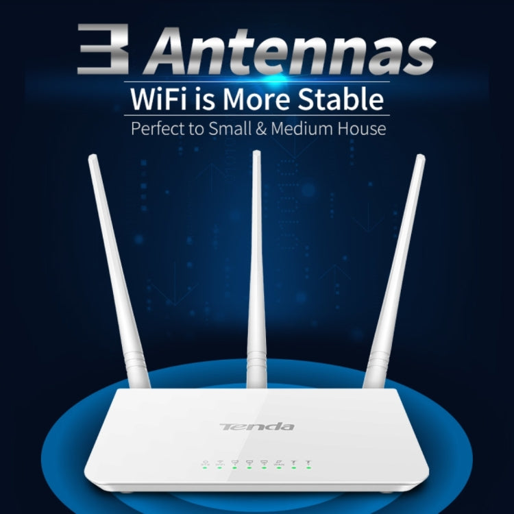 Router WiFi Sem Fios Tenda F3 2.4GHz 300Mbps com 3 Antenas Externas de 5dBi, F3