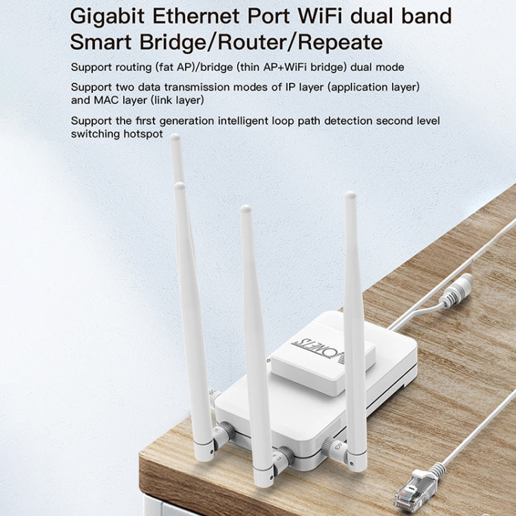 VONETS VAR1200-H Ponte Sem Fios 1200Mbps Antena Externa Repetidor WiFi Dual-Band, Com 4 Antenas + Conjunto de Adaptador DC, VAR1200-H Com 4 Antenas + Conjunto de Adaptador DC