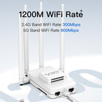VONETS VAR1200-H Ponte Sem Fios 1200Mbps Antena Externa Repetidor WiFi Dual-Band, Com 4 Antenas + Conjunto de Adaptador DC, VAR1200-H Com 4 Antenas + Conjunto de Adaptador DC