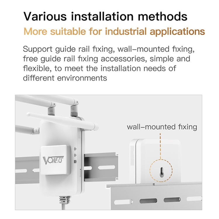 VONETS VAR1200-H Ponte Sem Fios 1200Mbps Antena Externa Repetidor WiFi Dual-Band, Com 4 Antenas + Conjunto de Adaptador DC, VAR1200-H Com 4 Antenas + Conjunto de Adaptador DC