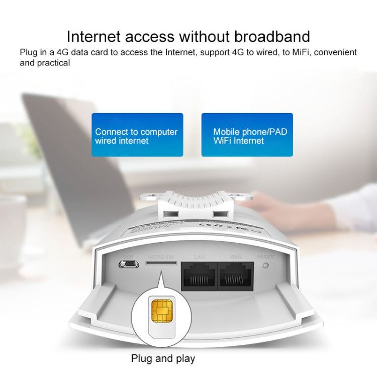 Amplificador de Sinal Sem Fios Impermeável 4G COMFAST CF-E5 300Mbps para Exterior com 2 Antenas, Versão Ásia-Pacífico, CF-E5, Versão Ásia-Pacífico