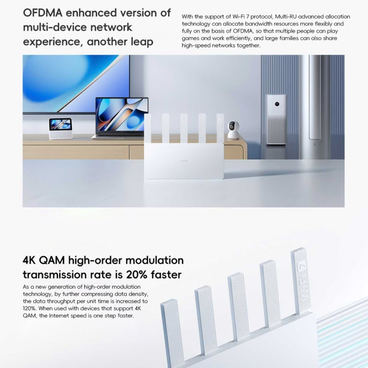 Roteador Xiaomi BE5000 WiFi 7 MLO 2.4GHz 5.0GHz Dual Band Porta 2.5G 512MB RAM Repetidor, Ficha US, BE5000