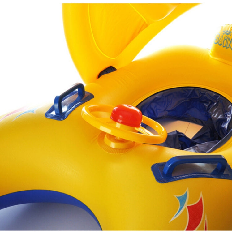 Círculo de natação com proteção solar para crianças Water Fun, iate, tamanho: 100x70cm, padrão amarelo, padrão de peixe marinho azul, padrão de peixe marinho bege