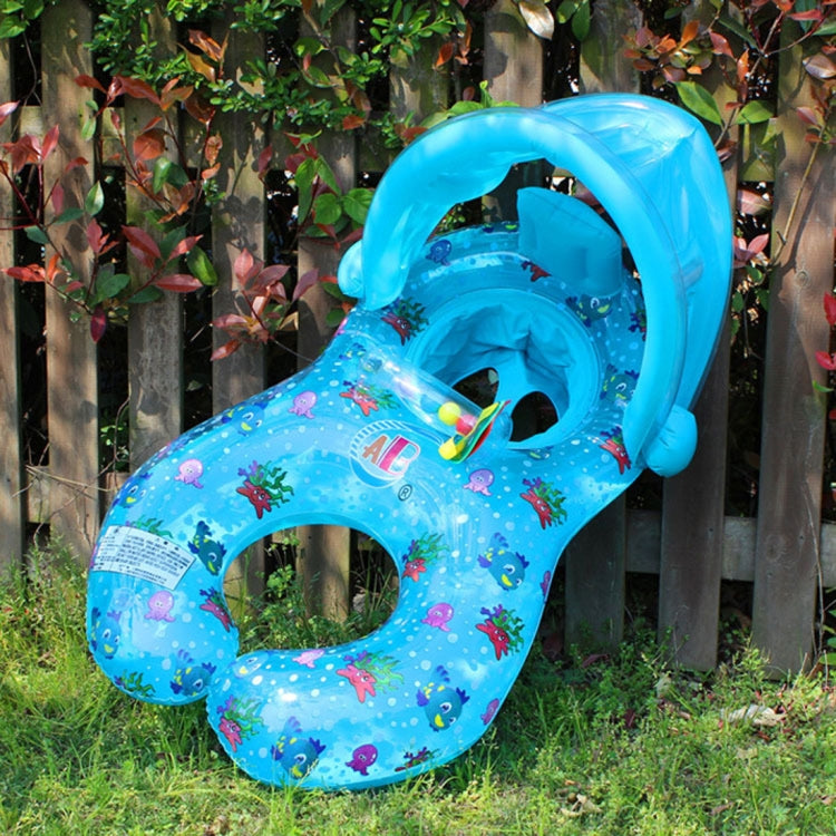 Círculo de natação com proteção solar para crianças Water Fun, iate, tamanho: 100x70cm, padrão amarelo, padrão de peixe marinho azul, padrão de peixe marinho bege