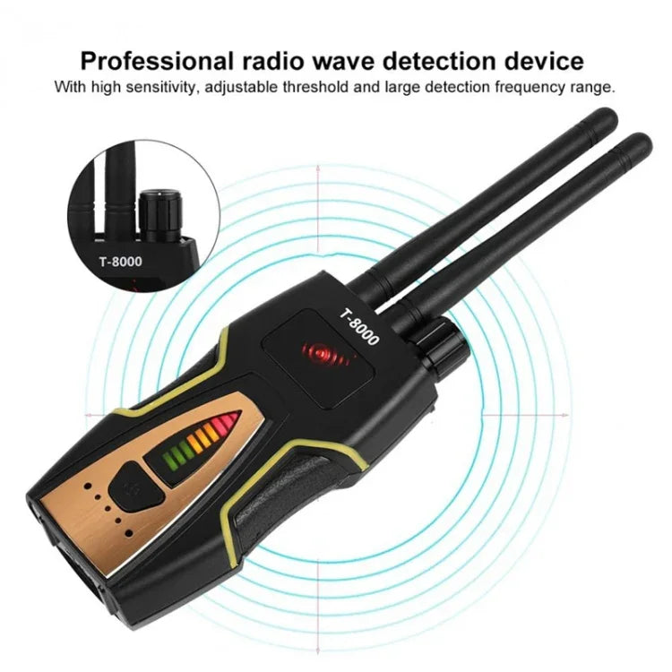 Detetor de Sinal RF T-8000 Localizador de Áudio GSM Detetor de Varredura GPS, T-8000 Prateado