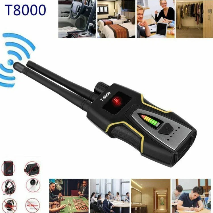Detetor de Sinal RF T-8000 Localizador de Áudio GSM Detetor de Varredura GPS, T-8000 Prateado