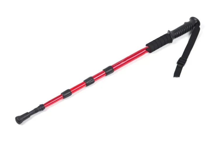 Bengala de Montanhismo com Quatro Hastes Retas de 105cm, Vermelho#105cm