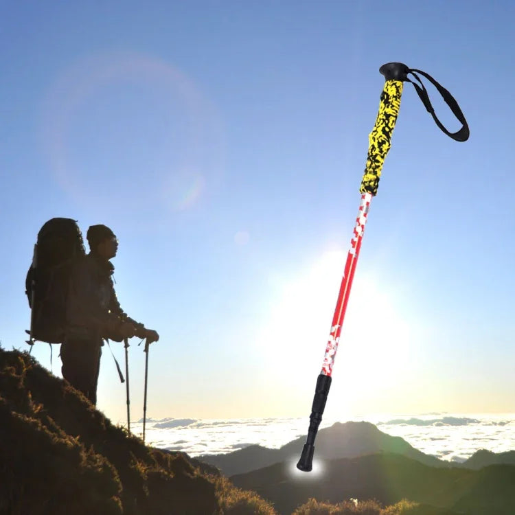 Bastões de Trekking Ajustáveis em Alumínio para Exterior, Altura 135cm, Vermelho#135cm, Verde#135cm