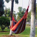 Rede de Lona Exterior às Risca para Duas Pessoas, Cama de Baloiço Alargada, Tamanho: 190cm x 150cm, 190cm x 150cm (Azul), 190cm x 150cm (Vermelho+Amarelo), 200 x 150cm (Azul+Amarelo)