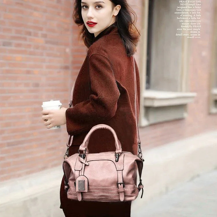 Mala de Ombro Casual Retro em PU com Acabamento a Óleo para Senhora, Mala de Mão e Carteiro