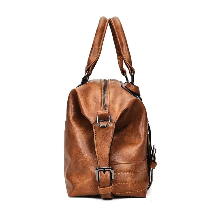 Mala de Ombro Casual Retro em PU com Acabamento a Óleo para Senhora, Mala de Mão e Carteiro