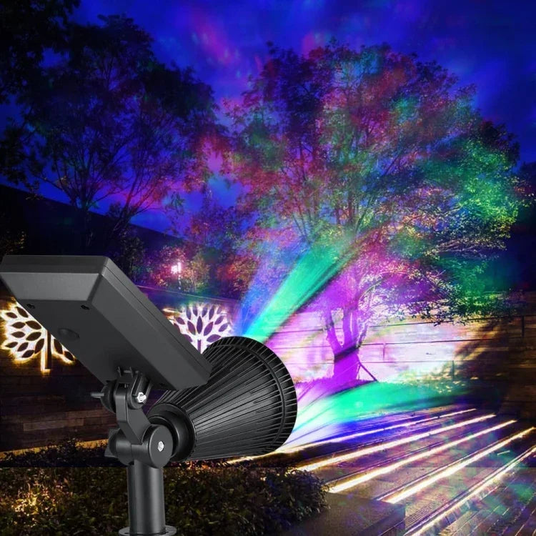 Luzes Solares 2 em 1 Impermeáveis com 4 LEDs, Holofote Solar Ajustável, Luz de Parede, Luz de Paisagem, Iluminação de Segurança