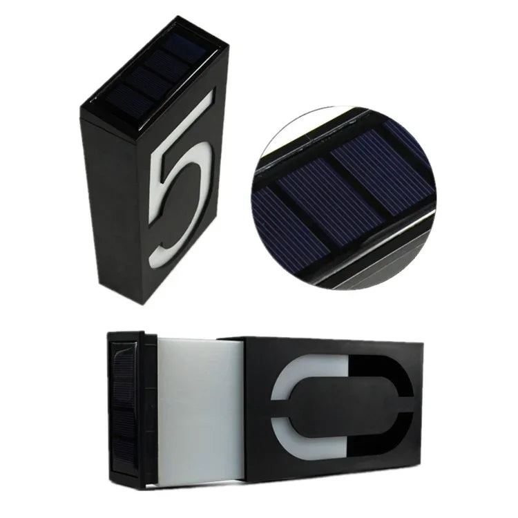 Lâmpada de Placa de Porta Montada na Parede Solar 0,36W com 6 LEDs Luzes de Varanda Número da Casa com Painel Solar(1), -1.0, -2.0, -3.0, -4.0, -5.0, -6.0, -7.0, -8.0, -9.0, 0.0