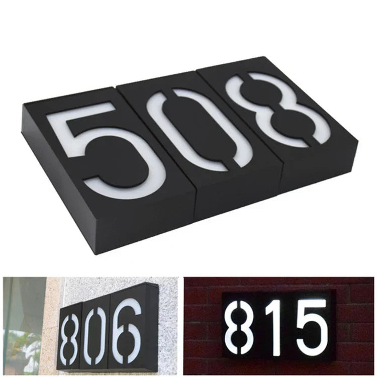 Lâmpada de Placa de Porta Montada na Parede Solar 0,36W com 6 LEDs Luzes de Varanda Número da Casa com Painel Solar(1), -1.0, -2.0, -3.0, -4.0, -5.0, -6.0, -7.0, -8.0, -9.0, 0.0
