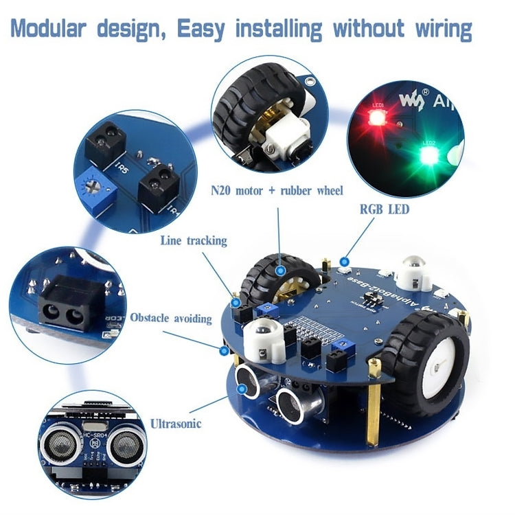 Kit de construção de robô Waveshare AlphaBot2 para Arduino (sem controlador Arduino), Para Arduino (sem controlador Arduino)