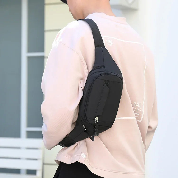 Bolsa de Peito Impermeável com Bolsos Multifuncionais de Cor Pura para Desporto na Cintura