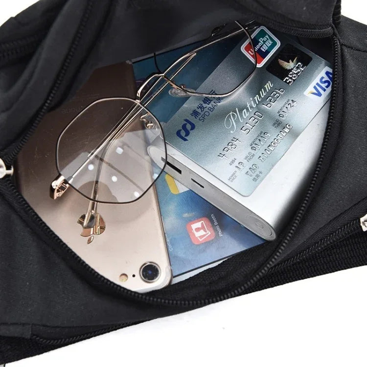 Bolsa de Peito Impermeável com Bolsos Multifuncionais de Cor Pura para Desporto na Cintura