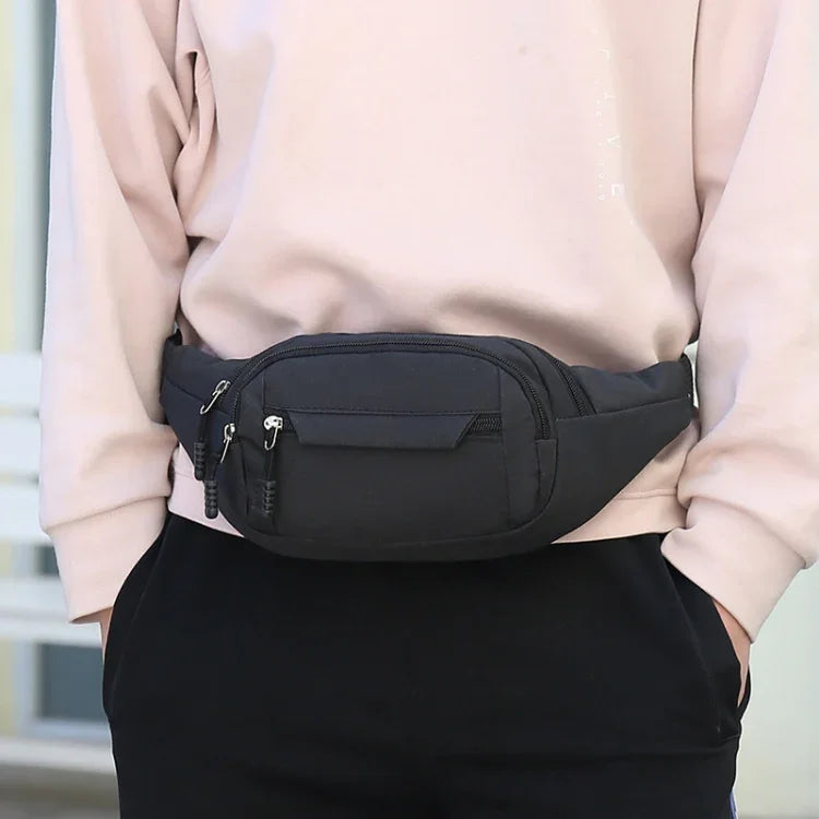 Bolsa de Peito Impermeável com Bolsos Multifuncionais de Cor Pura para Desporto na Cintura