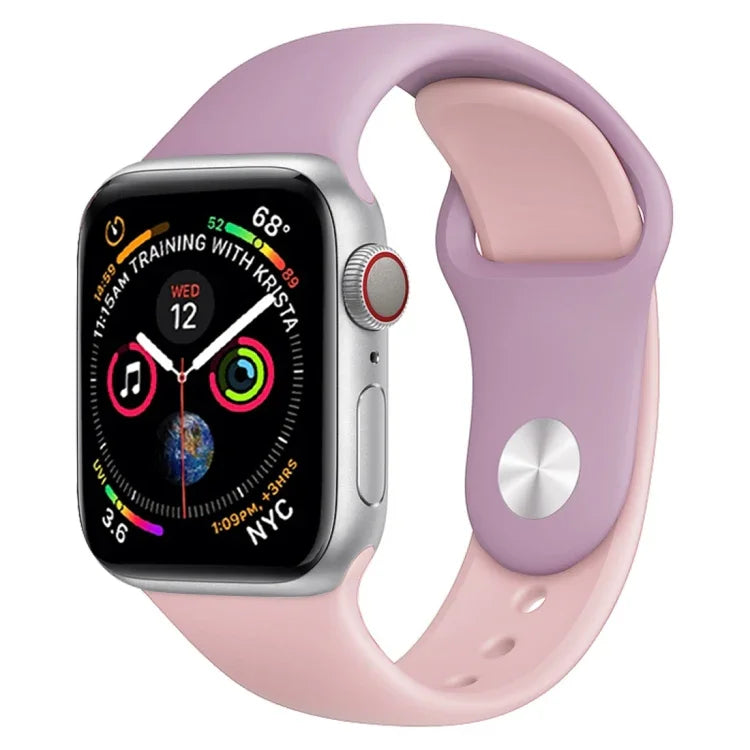Correia de Relógio em Silicone de Duas Cores para Apple Watch Series 3 & 2 & 1 42mm (Azul Claro+Rosa Claro)