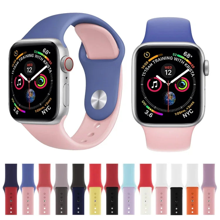 Correia de Relógio em Silicone de Duas Cores para Apple Watch Series 3 & 2 & 1 42mm (Azul Claro+Rosa Claro)