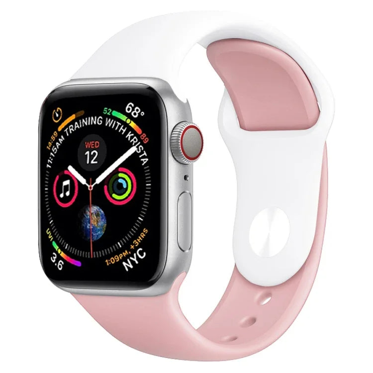 Pulseira de Relógio em Silicone de Duas Cores para Apple Watch Series 3 & 2 & 1 38mm (Branco+Vermelho)