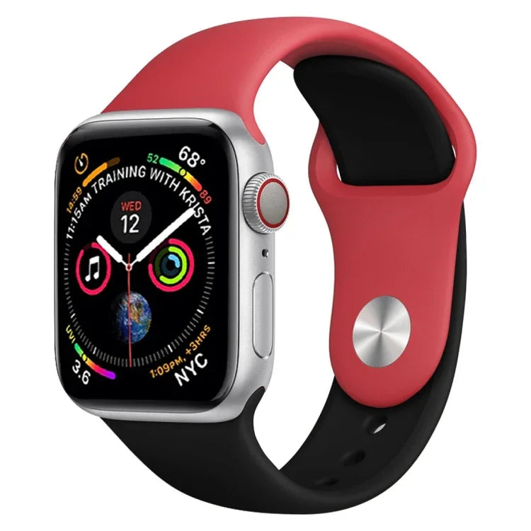 Pulseira de Relógio em Silicone de Duas Cores para Apple Watch Series 3 & 2 & 1 38mm (Branco+Vermelho)