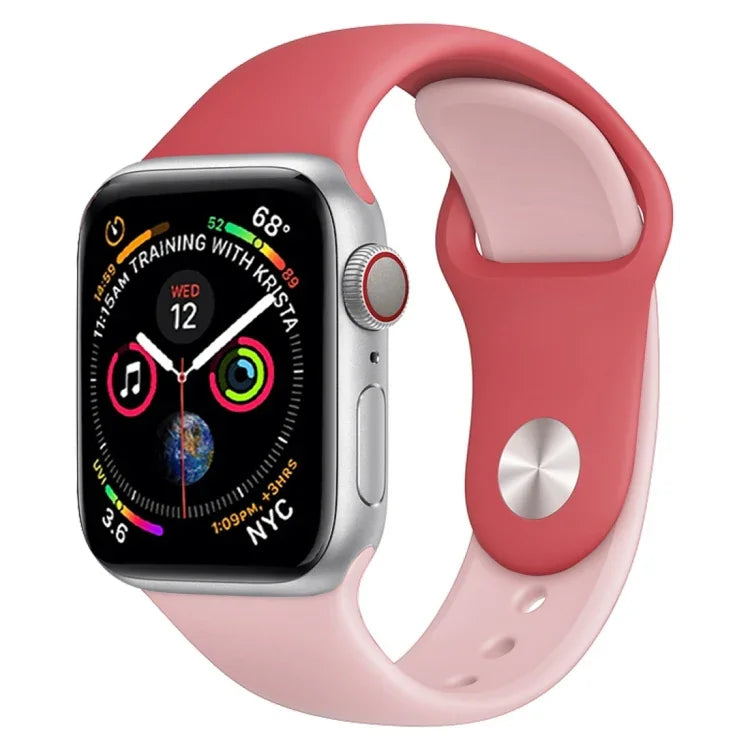 Pulseira de Relógio em Silicone de Duas Cores para Apple Watch Series 3 & 2 & 1 38mm (Branco+Vermelho)