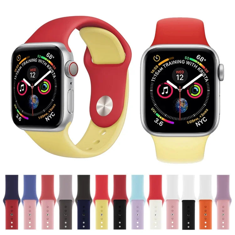 Pulseira de Relógio em Silicone de Duas Cores para Apple Watch Series 3 & 2 & 1 38mm (Branco+Vermelho)