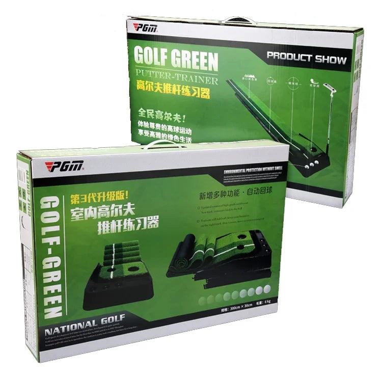 Treinador de prática de putting de golfe interior PGM com pega de 3m, ritmo de prática com retorno automático em fairways, 3m