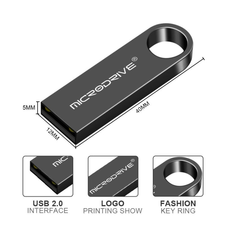 Pen USB 2.0 MicroDrive 16GB Metal à Prova de Água Alta Velocidade (Cinza), 16GB