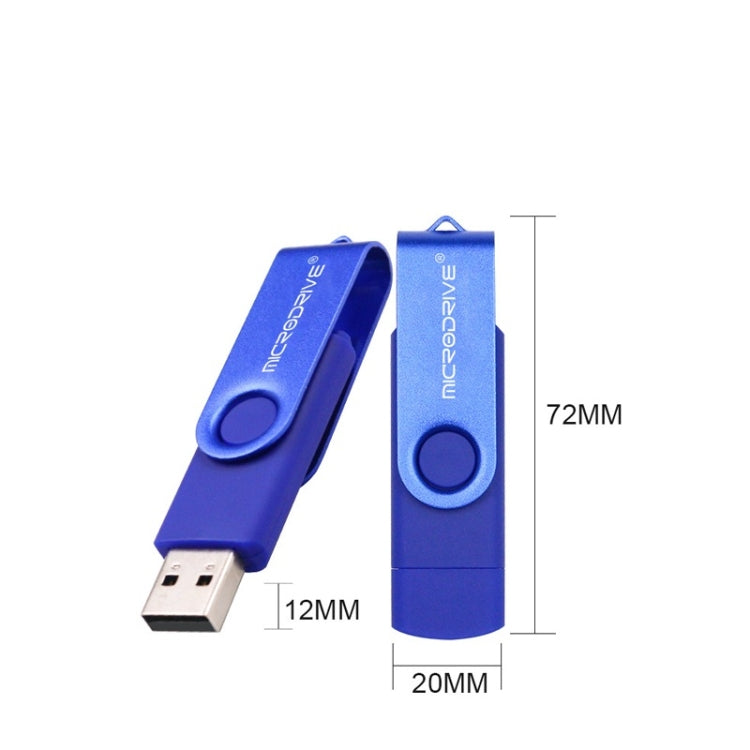 MicroDrive 32GB USB 2.0 Computador Móvel de Duplo Uso Rotativo OTG Disco U de Metal, 32GB