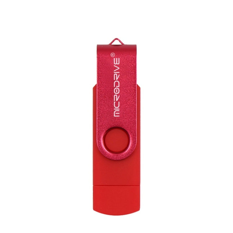 MicroDrive 32GB USB 2.0 Computador Móvel de Duplo Uso Rotativo OTG Disco U de Metal, 32GB