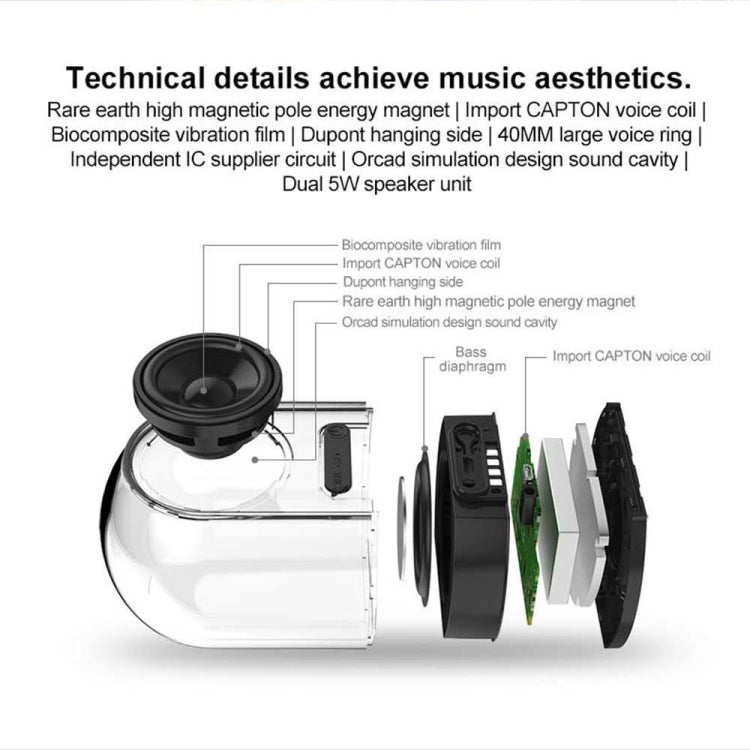 Coluna Estéreo Surround HiFi Bluetooth Sem Fios Magnética TWS 3D Verdadeira com Casa Totalmente Transparente