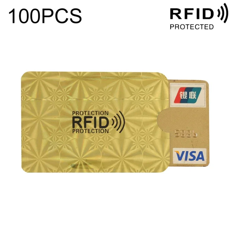 Estojo para Cartões de Crédito, Identificação e Bancários com Bloqueio RFID em Alumínio, 100 peças, Tamanho: 9 x 6.3cm