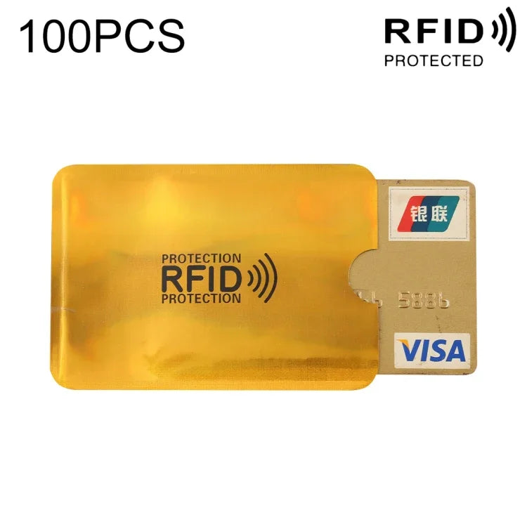 Estojo para Cartões de Crédito, Identificação e Bancários com Bloqueio RFID em Alumínio, 100 peças, Tamanho: 9 x 6.3cm